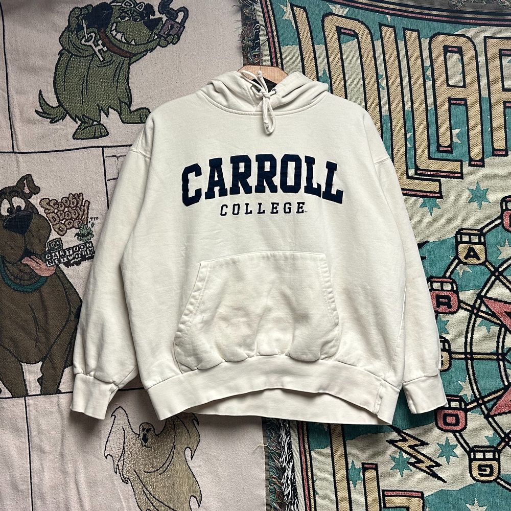 Vintage‎ Carroll College Embroidered Boxy Style Hoodie